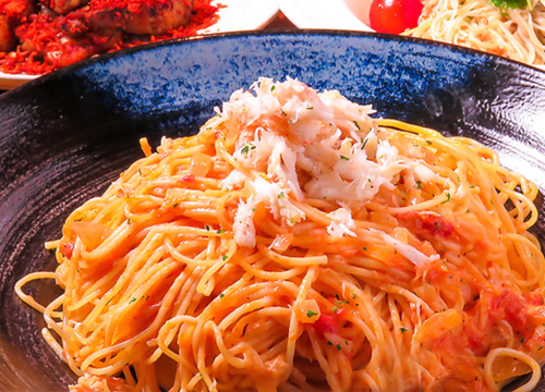 カニのトマトクリームパスタ